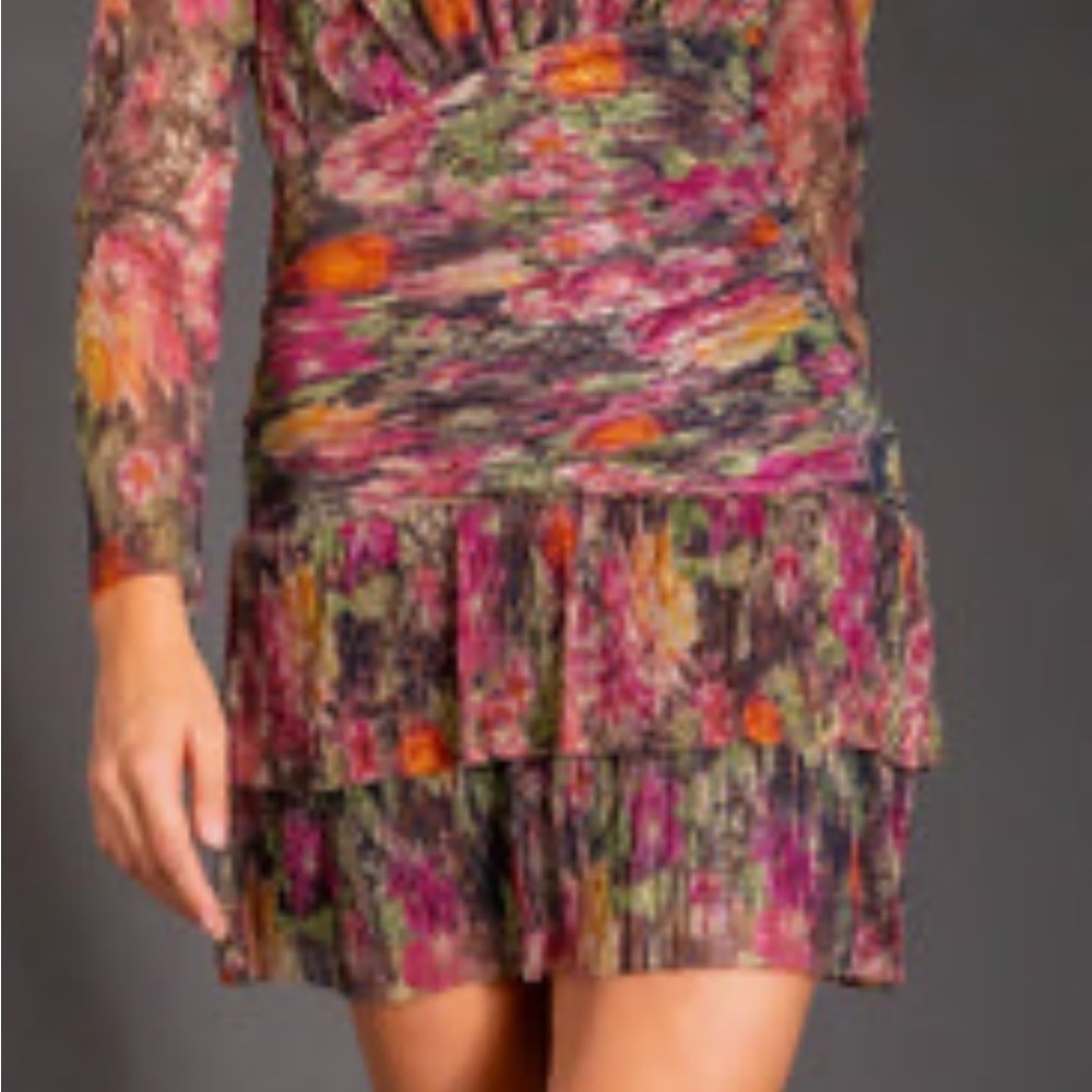 Lavender Brown Multicolor Long Sleeve Dress - Picture 15 of 16